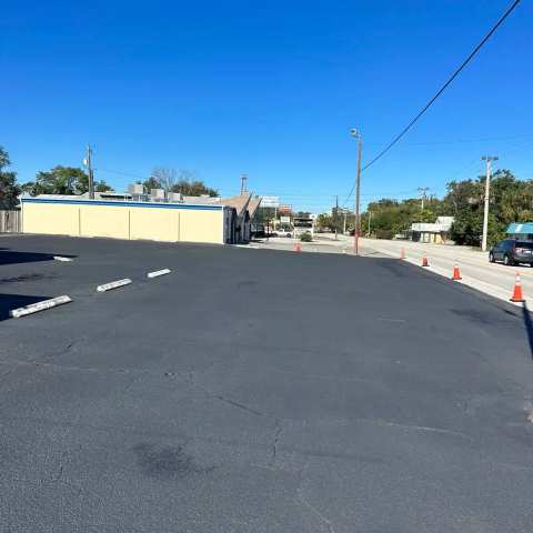Newly paved commercial parking lot, project photo 44