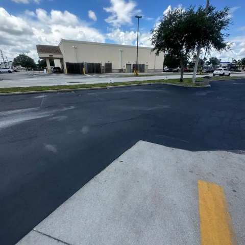 Newly paved commercial parking lot, project photo 21
