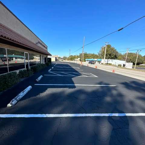 Newly paved commercial parking lot, project photo 49