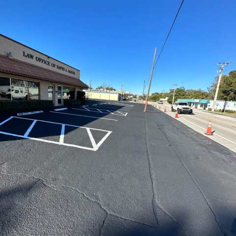 Newly paved commercial parking lot, project photo 48