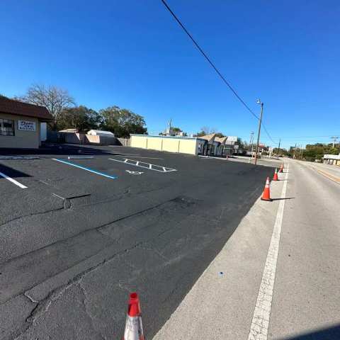 Newly paved commercial parking lot, project photo 47
