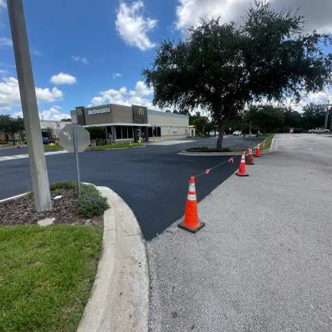 Newly paved commercial parking lot, project photo 24