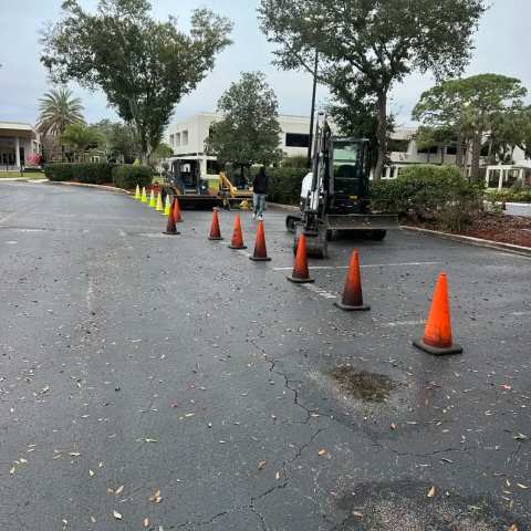 Newly paved commercial parking lot, project photo 52