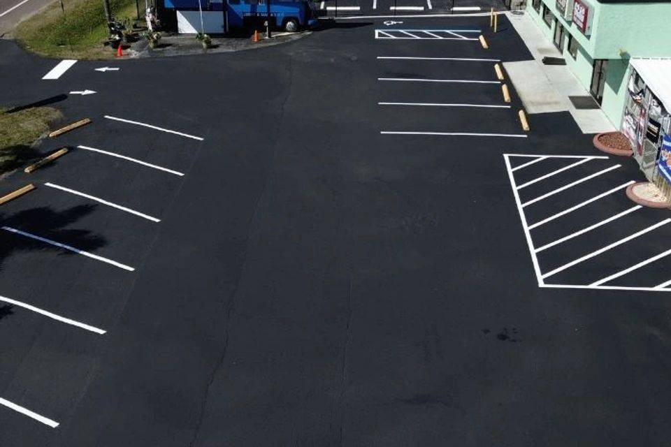 Sealcoated asphalt parking lot