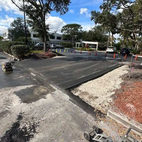 Newly paved commercial parking lot, project photo 54